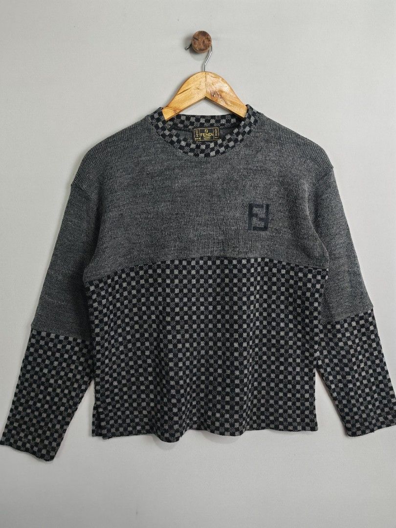 Fendi KnitWear Grey Black Jacket (Category: Luxury Apparel) located in Baguio. Submitted by luxuryph2600_eric (Listing ID 1465050906, Image 2). Description: Fendi Knitwear Jacket 📌 Details⬇️⬇️⬇️ 📍Excellent Condition 📍Dimes 20*24 📍Color Rate 10/10 📍Size Medium 💰 PRICE 2500 FREE SHIPING 📌Loc. Baguio City Shipping Via J&T Reminder : Items are Thrifted and carefully Selected from Thrift Stores/Box/Bales Photos are Provided for Self Authenticat