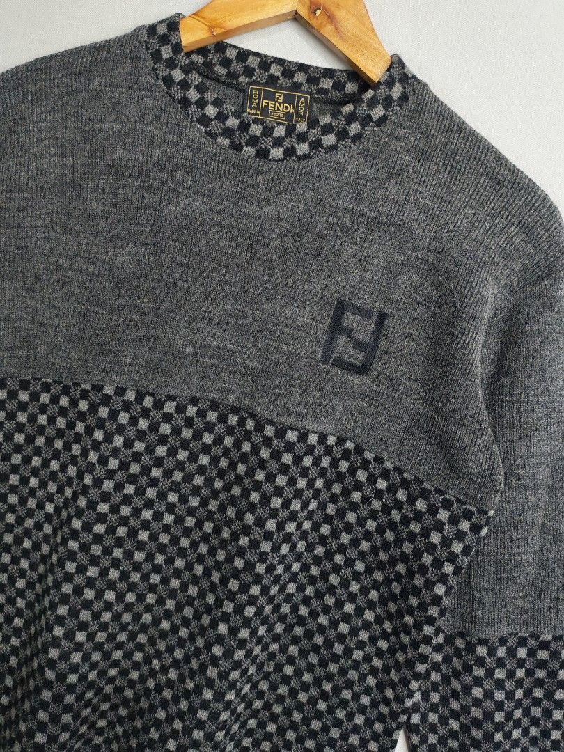 Fendi KnitWear Grey Black Jacket (Category: Luxury Apparel) located in Baguio. Submitted by luxuryph2600_eric (Listing ID 1465050906, Image 3). Description: Fendi Knitwear Jacket 📌 Details⬇️⬇️⬇️ 📍Excellent Condition 📍Dimes 20*24 📍Color Rate 10/10 📍Size Medium 💰 PRICE 2500 FREE SHIPING 📌Loc. Baguio City Shipping Via J&T Reminder : Items are Thrifted and carefully Selected from Thrift Stores/Box/Bales Photos are Provided for Self Authenticat