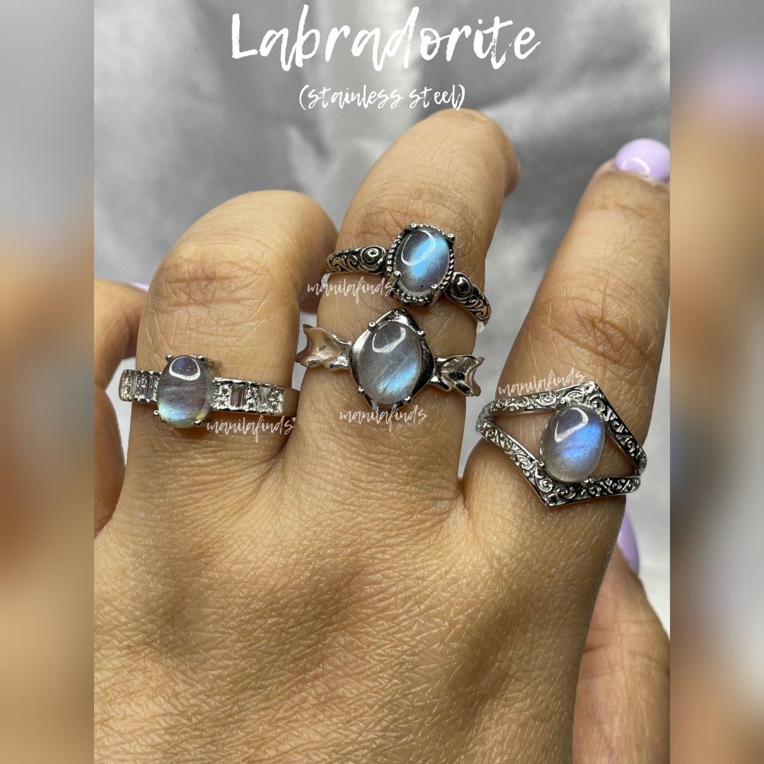 Flashy Labradorite adjustable stainless steel rings (Category: Rings) located in Caloocan City. Submitted by manilafinds. (Listing ID 1465097720, Image 3). Description: ⚜️ Labradorite ⚜️ #manilafindsRings ✔️ Stainless Steel ✔️ Adjustable Fit 🎀 𝗔𝘃𝗮𝗶𝗹𝗮𝗯𝗹𝗲 𝗼𝗻 𝗺𝘂𝗹𝘁𝗶𝗽𝗹𝗲 𝗽𝗹𝗮𝘁𝗳𝗼𝗿𝗺𝘀 — 𝗳𝗶𝗿𝘀𝘁 𝘁𝗼 𝗽𝗮𝘆, 𝗳𝗶𝗿𝘀𝘁 𝘁𝗼 𝘀𝗲𝗰𝘂𝗿𝗲. 🎀 1️⃣ ₱400 2️⃣ ₱400 3️⃣ ₱490 4️⃣ ₱450 👆🏼 Tap ➡️ #MNLFindsAVAILABLE ⬅️ to view all avai