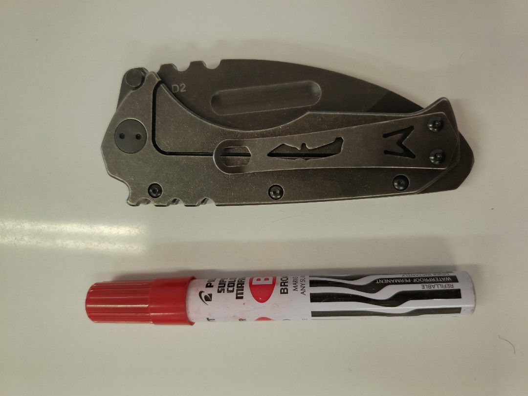 Folding Knife - Medford Praetorian - Clone Only (Category: Hiking & Camping) located in Bacolod City. Submitted by viclawrence (Listing ID 1464976851, Image 3). Description: - Heavy-duty folding pocket knife with tough D2 steel blade - Stylish and durable dark stonewash finish on blade and handle - Textured grip grooves on spine and belly for a secure hold - Safe and reliable frame lock mechanism - Equipped with a metal pocket clip for easy carry