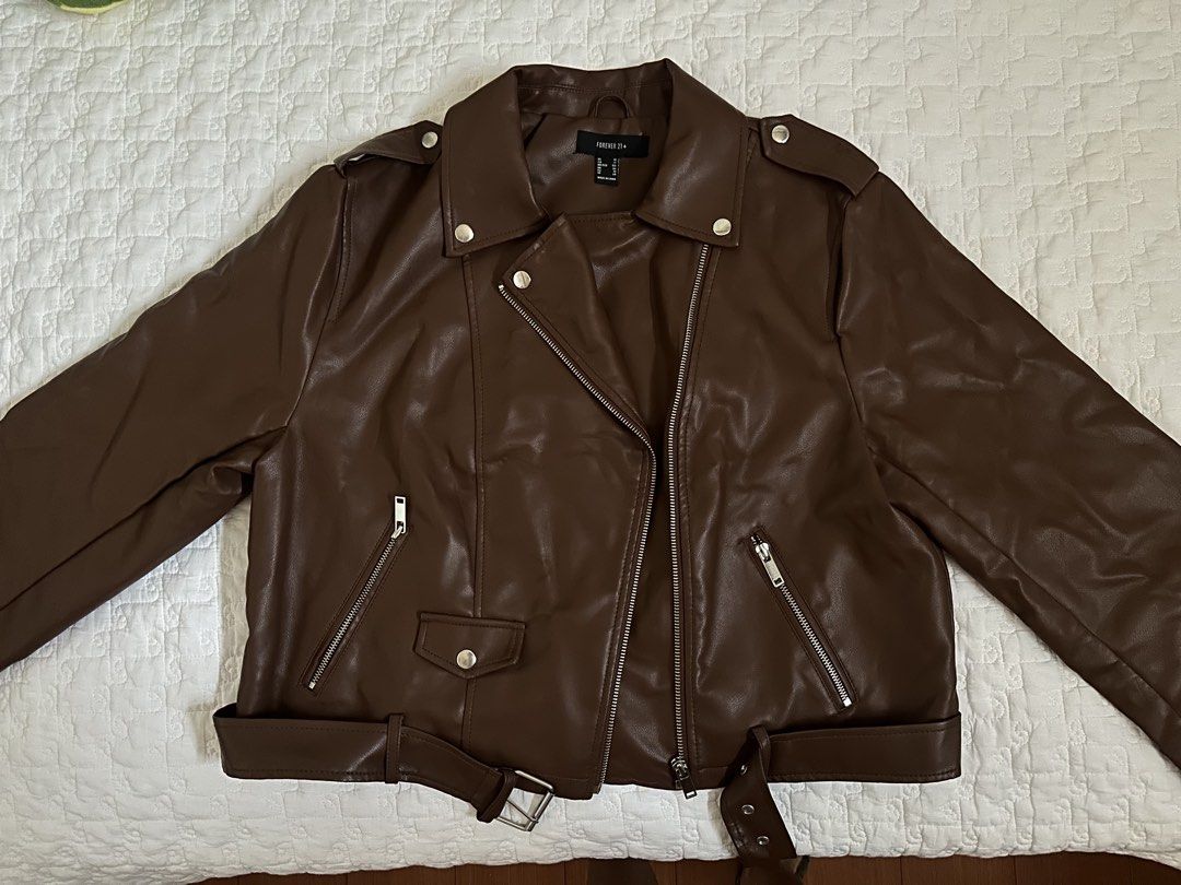 Forever21 Brown Leather Jacket (Category: Coats, Jackets and Outerwear) located in Manila. Submitted by itemsbykeiko (Listing ID 1460050142, Image 3). Description: only worn 1 time .