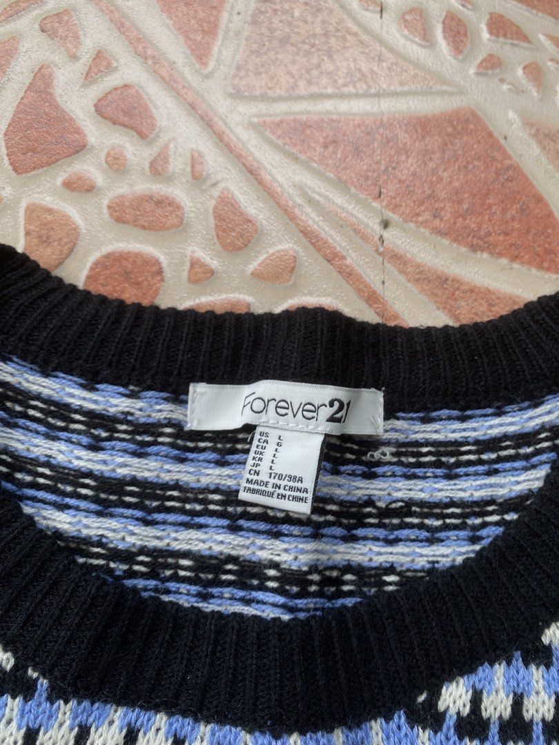 Forever 21 knitted sweater (Category: Coats, Jackets and Outerwear) located in Cebu City. Submitted by griftandgrind (Listing ID 1465049546, Image 3). Description: Forever21 knitted sweater Excellent condition no issue Color rate: 9.5/10 Size L on tag (20W 24L) Details already posted 385 ship .