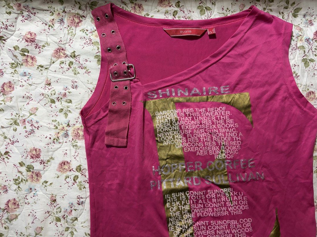 Fuchsia Asymmetrical Strap Top (Category: Sleeveless) located in Muntinlupa City. Submitted by herellas0504 (Listing ID 1465112973, Image 2). Description: Fuchsia Asymmetrical Strap Top Mine: 220 | Lock: 350 ———————————— size: small-med no issue, prettyy so much!.