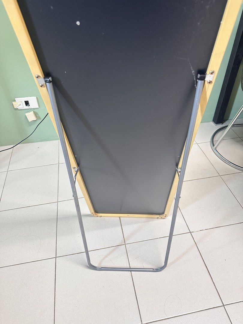 Full length standing mirror with yellow frame (Category: Mirrors) located in Manila. Submitted by merylaloja98489 (Listing ID 1465035792, Image 2). Description: - Tall standing mirror with a light yellow frame - Clean glass with zero cracks and a neat black backing board - Metal stand at the back that folds flat for easy storage and moving - Simple and minimalist design that fits bedrooms, hallways, or living room corners.