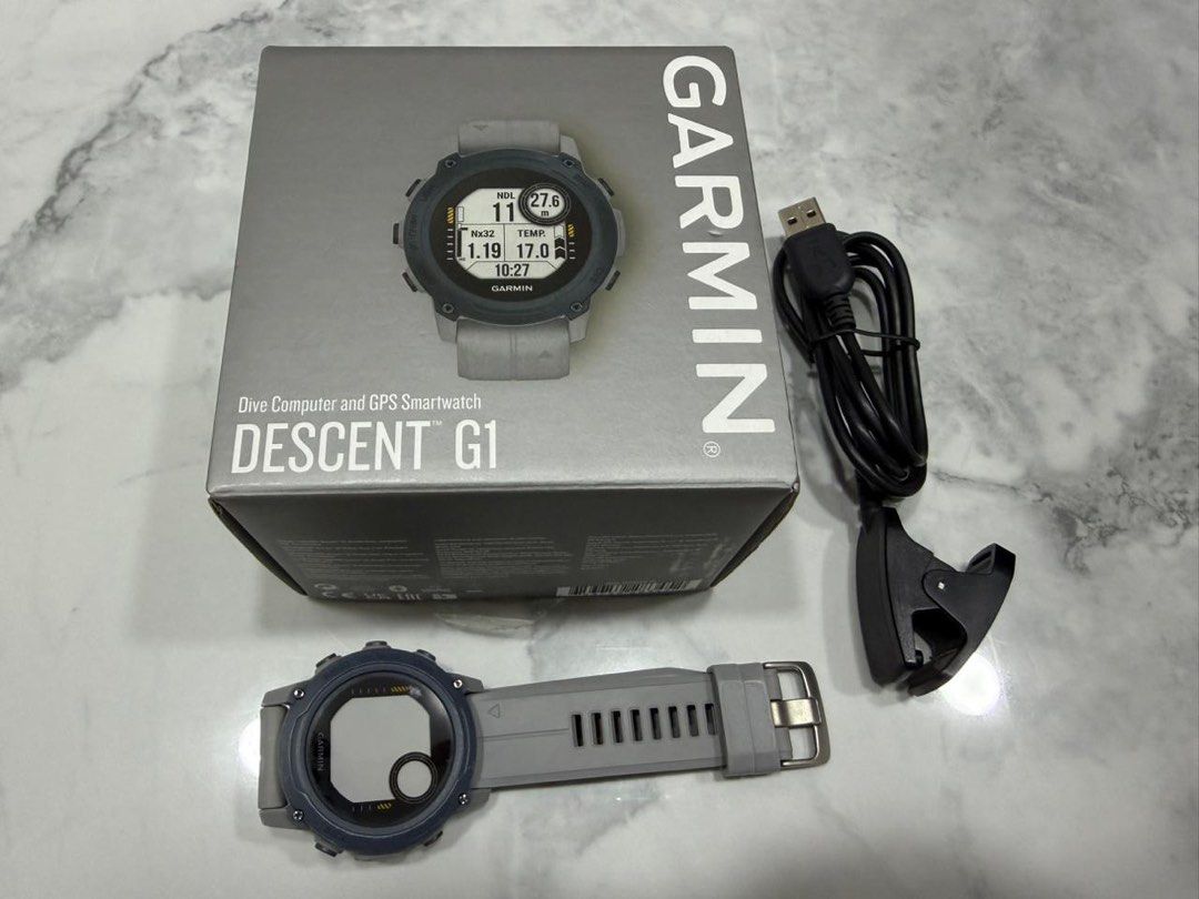 GARMIN DESCENT G1 (Category: Wearables & Smart Watches) located in Bulacan. Submitted by eatmy.dictions (Listing ID 1465044900, Image 1). Description: Selling my Garmin Descent G1 Dive Computer & GPS Smartwatch ⌚️ ✅ Working condition – no issues ✅ Dive computer + GPS smartwatch ✅ Comes with original box ✅ Includes charging/data cable ✅ Original strap ✅ Clean and well-maintained ✅ Ready to use 📦 Inclusions: • Garmin Descent G1 watch • Original bo