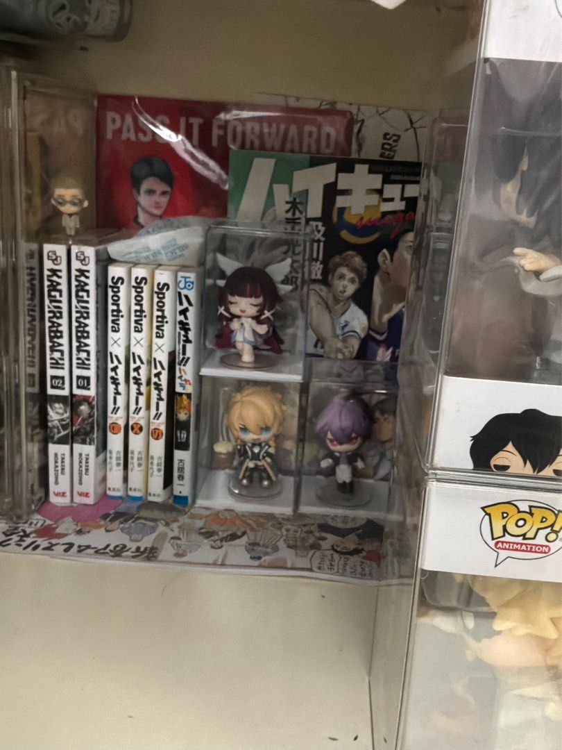 Genshin popmart/haikyuuu merch (Category: Figurines & Statues) located in Manila. Submitted by mangareader2345 (Listing ID 1464971223, Image 1). Description: Columbina-1000 Varka and durin -400.
