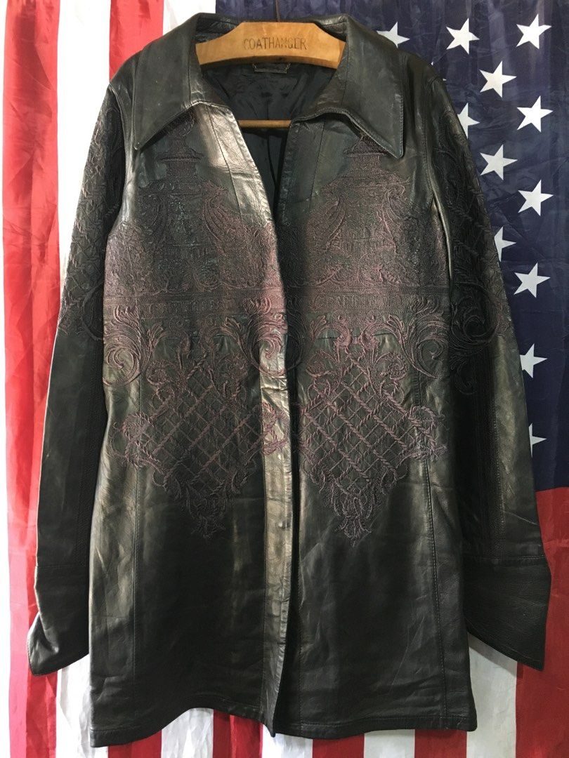 GF GIANN FRANCO FERRE LEATHER COAT (Category: Coats, Jackets and Outerwear) located in Cebu City. Submitted by etnaner (Listing ID 1465157491, Image 1). Description: Vintage Embroidered Leather Coat GF GIANN FRANCO FERRE Made in Italy Size: 42 on tag (see actual dimes) Good condition .