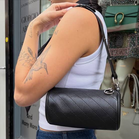 GG Blondie Mini Barrel Bag (Category: Shoulder Bags) located in Quezon City. Submitted by chic.bags (Listing ID 1465037499, Image 2). Description: Coded Pure leather GG underzip Adjustable strap With dust bag Good as new No issue Japan preloved Actual photo posted Mop: gcash.