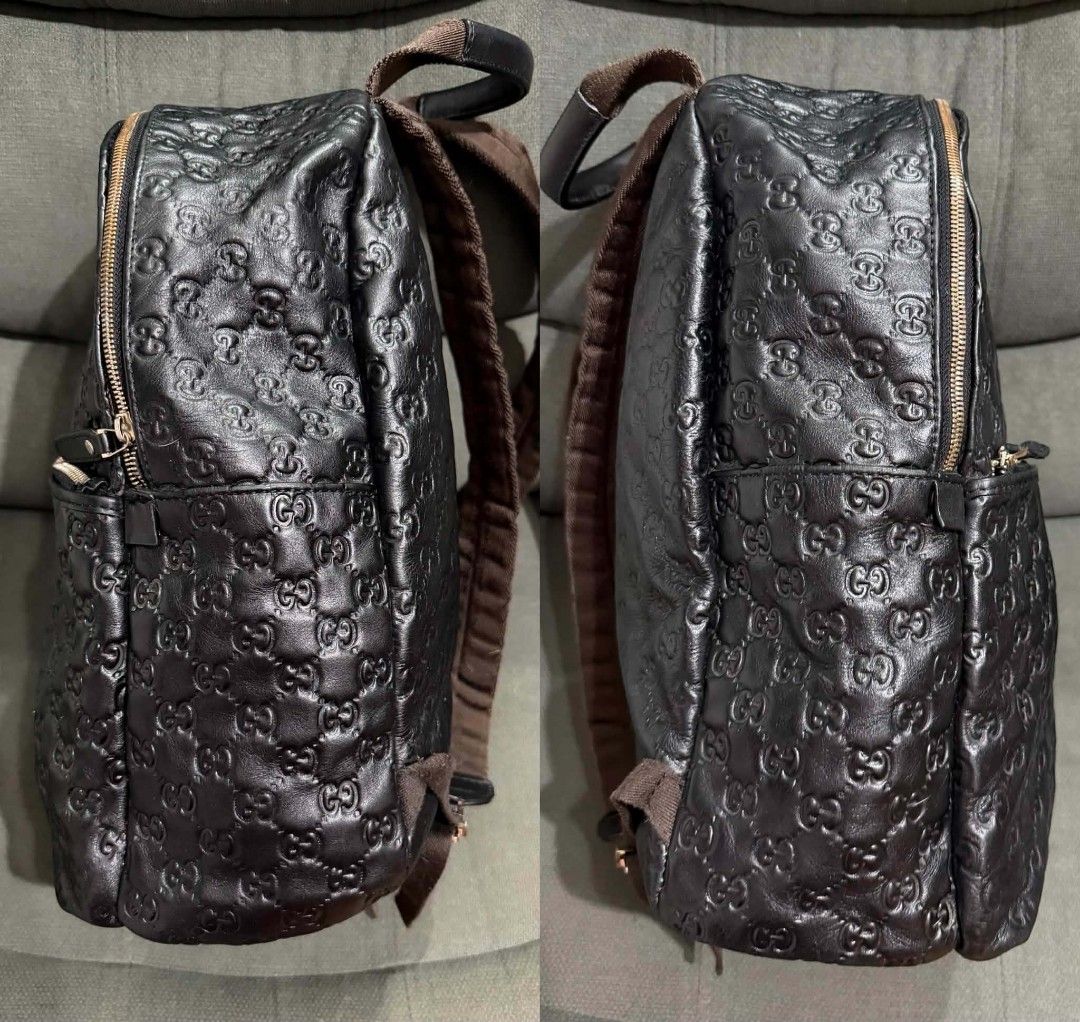 GG Embossed Backpack (Category: Backpacks) located in Quezon City. Submitted by luxxechic (Listing ID 1465039996, Image 3). Description: coded GG under zip pure leather looks new no issue actual photo posted japan preloved mop: gcash.
