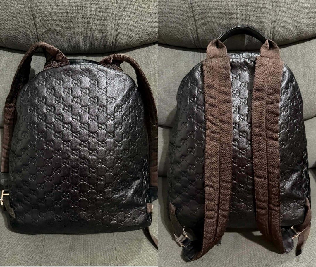 GG Embossed Backpack (Category: Backpacks) located in Quezon City. Submitted by luxxechic (Listing ID 1465039996, Image 2). Description: coded GG under zip pure leather looks new no issue actual photo posted japan preloved mop: gcash.