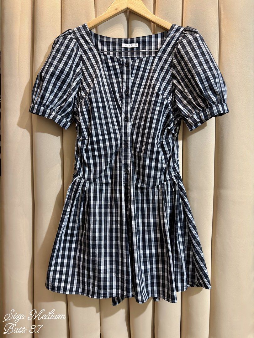 Gingham Mini Picnic Dress (Category: Dresses) located in Manila. Submitted by glamstylemnl (Listing ID 1465135092, Image 1). Description: ♡ SIZE: M ♡ BUST: 37 ♡ Swipe left to see the actual color & details ♡ classic square neck / short puff sleeves / ruched back detail ♡ HQ • 10/10 ♡ Ready to wear 👚.