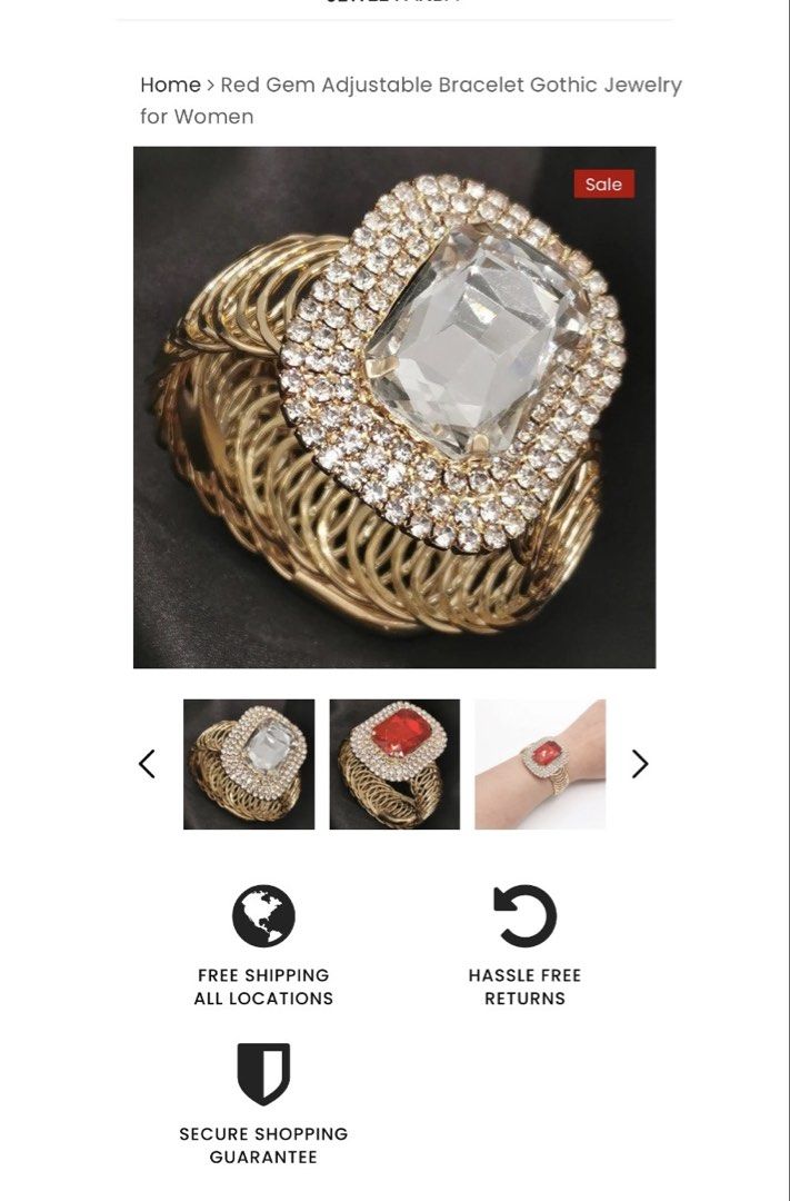 Gold-Toned Statement Adjustable bracelet (Category: Bracelets) located in Paranaque City. Submitted by dalle_closet (Listing ID 1464998861, Image 2). Description: ang nice nito. missing lang ng isang stone. see last pic.
