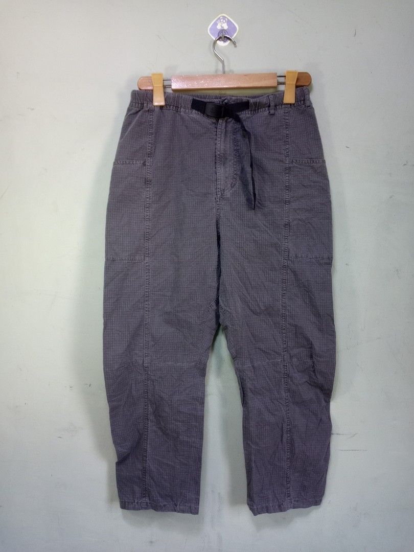Gramicci Ripstop Climbing Pants Grey Size M (Category: Trousers) located in Manila. Submitted by onewikstraight (Listing ID 1465148034, Image 1). Description: - Brand: Gramicci x Niko and - Color: Grey with grid pattern - Size: Tagged Asia M (USA S) - Fit: Relaxed fit through the legs - Waistband: Elastic with built-in adjustable belt and buckle closure - Pockets: Multiple utility pockets on sides and back - Condition/Use: Great for outdoor activ