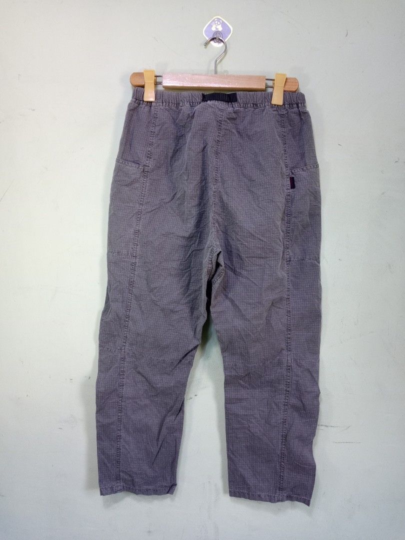 Gramicci Ripstop Climbing Pants Grey Size M (Category: Trousers) located in Manila. Submitted by onewikstraight (Listing ID 1465148034, Image 2). Description: - Brand: Gramicci x Niko and - Color: Grey with grid pattern - Size: Tagged Asia M (USA S) - Fit: Relaxed fit through the legs - Waistband: Elastic with built-in adjustable belt and buckle closure - Pockets: Multiple utility pockets on sides and back - Condition/Use: Great for outdoor activ