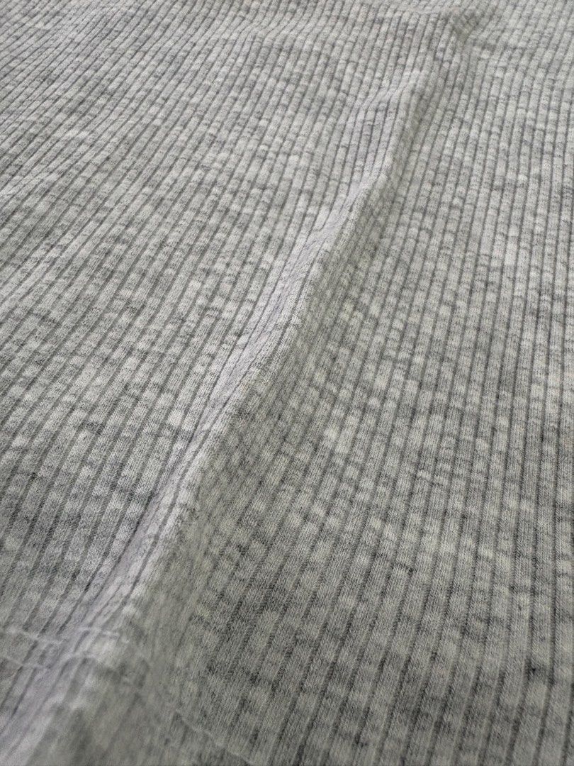 Grey Ribbed Crop T-Shirt (Category: Shirts) located in Paranaque City. Submitted by decluttering.pque (Listing ID 1465002029, Image 2). Description: Fits S to M - Color: Grey - Style: Short-sleeve crop top with crew neckline & relaxed fit - Fabric: Soft, stretchy textured ribbed knit - Features: Comfortable for all-day wear, easy to match with high-waist bottoms.