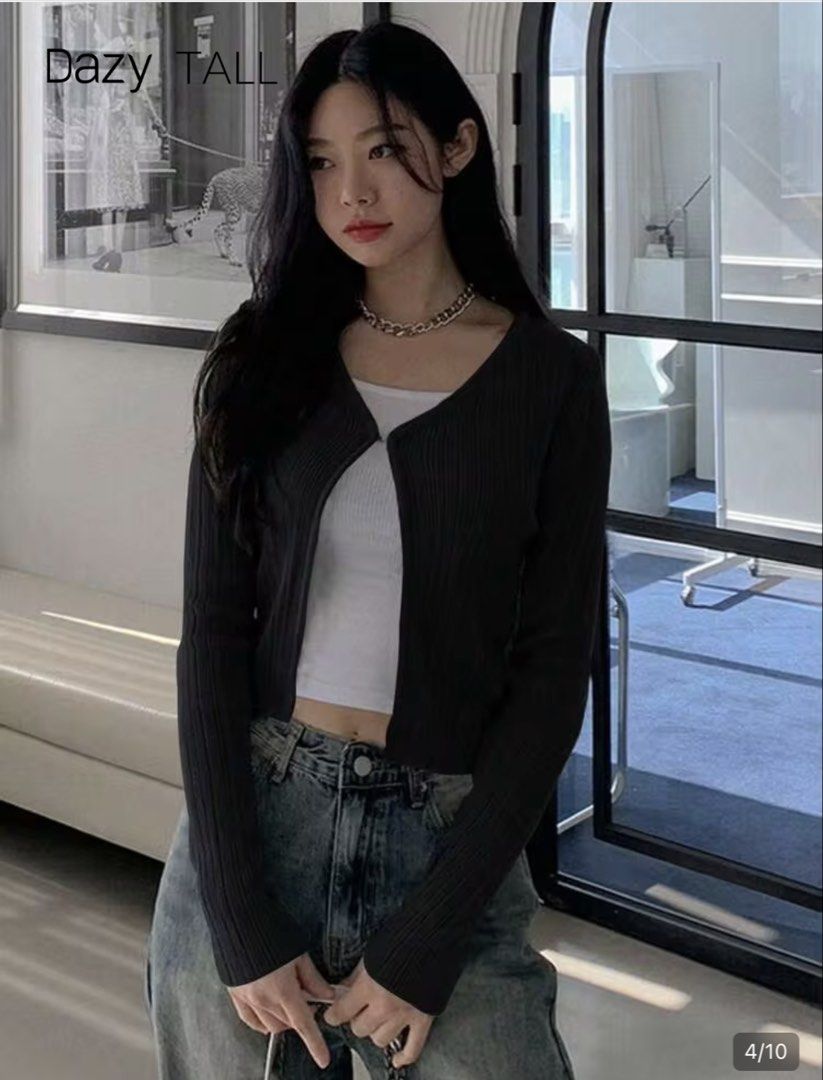 GU Black Ribbed Knit Cardigan (Category: Coats, Jackets and Outerwear) located in Cavite. Submitted by yakultjeni85475 (Listing ID 1465123809, Image 2). Description: - Brand: GU - Color: Classic Black - Style: V-neck ribbed knit cardigan with long sleeves and a slim fit - Material: Soft and stretchy fabric for all-day comfort - Versatility: Great for layering over tanks/tees and easy to match with jeans or skirts - Condition: Clean, well-maintain