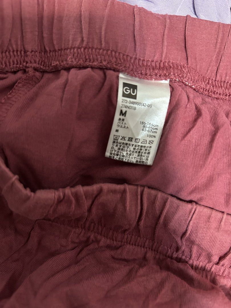 GU Pink Drawstring Lounge Shorts Size M (Category: Shorts) located in General Trias. Submitted by theosellye (Listing ID 1465170398, Image 3). Description: - Brand: GU - Style: Cotton lounge shorts / sleepwear - Color: Dusty Pink - Size: M (fits waist 63-67cm) - Material: 100% super soft cotton - Features: Elastic waistband with matching adjustable drawstring - Condition: Clean inside tag with care instructions.