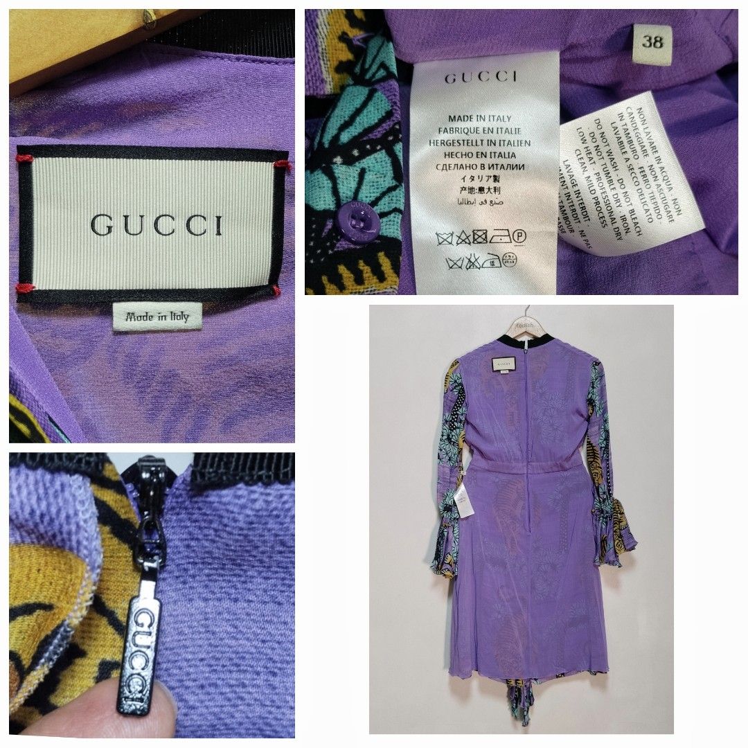 GUCCI Bengal Print Dress (Category: Luxury Apparel) located in Caloocan City. Submitted by modishthriftstore (Listing ID 1465124684, Image 2). Description: XS-S S:15 B:32-34 W:25-26 L44 silk. chiffon material loc: Rainbow village 5 North Caloocan.