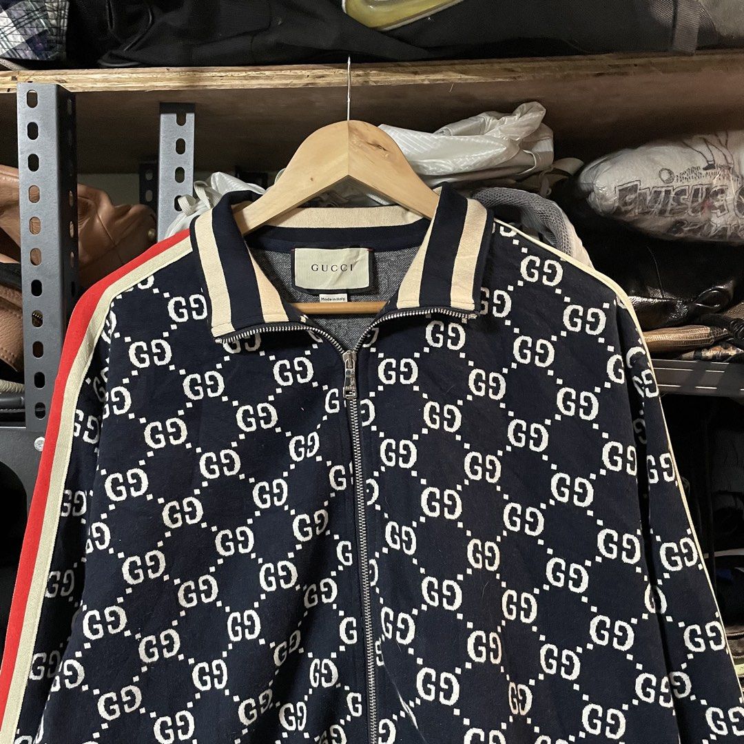 Gucci GG Monogram Zip-Up Jacket (Category: Activewear) located in Quezon City. Submitted by 1121_garments (Listing ID 1465067620, Image 2). Description: as new condition complete tags & washtags width - 23 length - 29 large to xl fittings no issue.