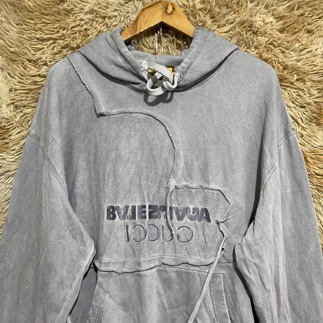 GUCCI X BALENCIAGA PULLOVER HOODIE (Category: Hoodies) located in Butuan. Submitted by thriftingz143 (Listing ID 1465148439, Image 2). Description: excellent condition no major flaws, minor sign of usage 9 or better color rate size large on tag.