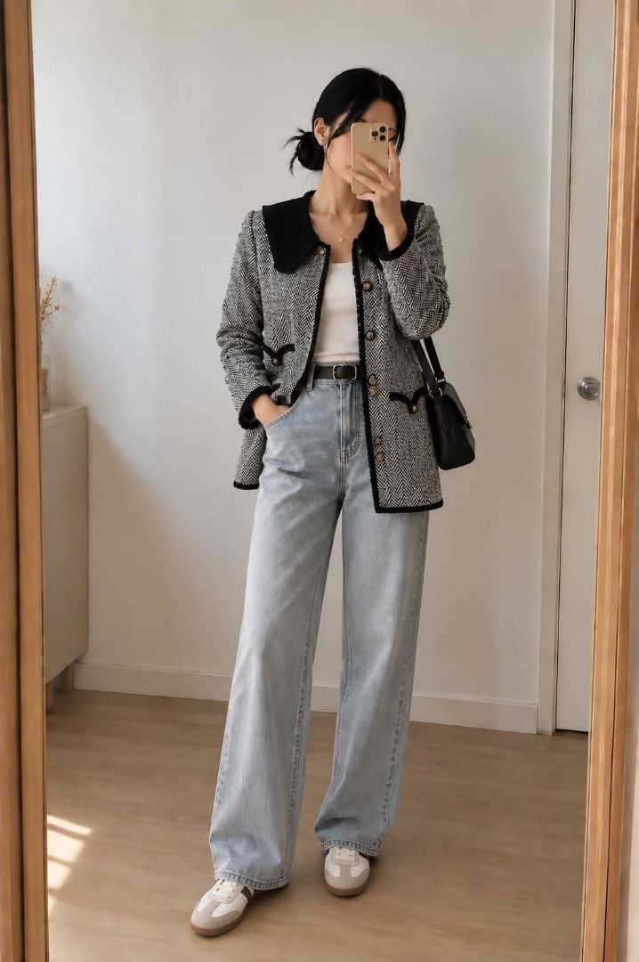 Herringbone Tweed (Category: Coats, Jackets and Outerwear) located in Baguio. Submitted by zakeeyaclo (Listing ID 1465011901, Image 2). Description: Herringbone Tweed Button Down S-M ₱250.