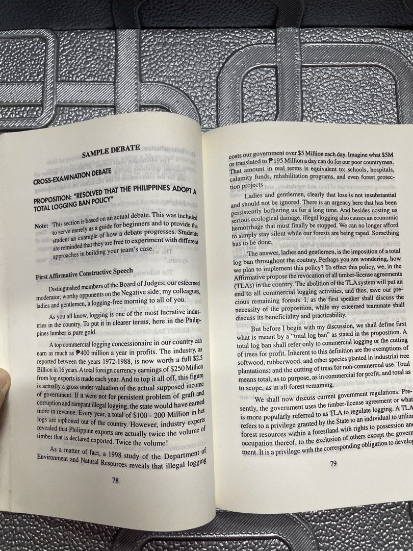 Hit The Podium Getting Started In Debate Book (Category: Textbooks) located in San Juan City. Submitted by redrosierose (Listing ID 1465078535, Image 3). Description: - Title: Essential Guide for Filipino Debaters - Authors: Jonathan Malaya and Arnell Uychoco - Publisher: Rex Book Store - Contents: Parliamentary & cross-examination formats, rules, exercises, and 10 great political speeches - Condition: Normal shelf wear, tanned pages, spine intac