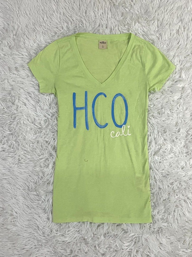 Hollister V-Neck Tee (Category: Shirts) located in Bacolod City. Submitted by minwonluvr (Listing ID 1465108443, Image 1). Description: very 2016 vibes light green in actual fits size S-M #vintage #y2k.