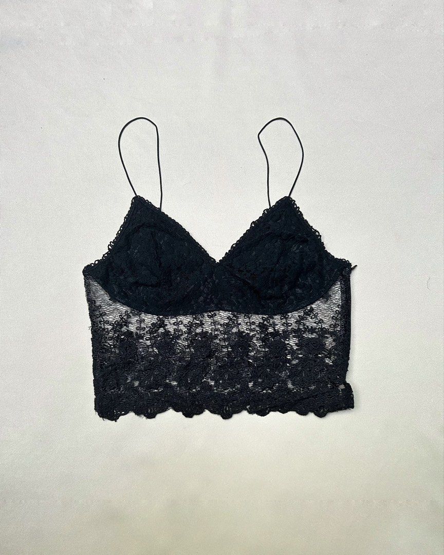 Hommage Black Lace Cami Top (Category: Sleeveless) located in Los Banos. Submitted by hotlinevintage777 (Listing ID 1465003355, Image 3). Description: — brand: hommage — s on tag, fits s to m — thick, hq lace fabric — bust part is double lined, lower part is lace/see through.