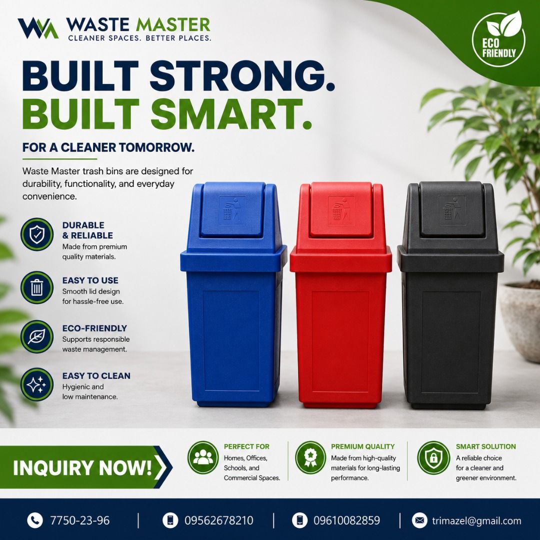HOODED TRASH BIN (Category: Looking For) located in Pasay City. Submitted by logan20lee (Listing ID 1465032689, Image 1). Description: TRASH BIN — KEEP YOUR SPACE CLEAN & ORGANIZED! Maintain a clean, organized, and hygienic environment with our quality Trash Bin. Perfect for homes, offices, schools, restaurants, warehouses, factories, commercial establishments, and other facilities. ✅ Durable & practical ✅ Easy to use and maintain ✅ Ideal for pro