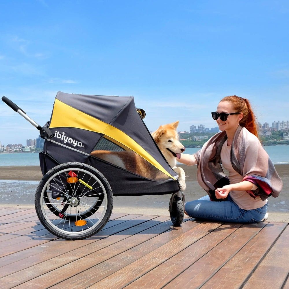 Ibiyaya stroller (Category: Homes & Other Pet Accessories) located in Paranaque City. Submitted by gingersy (Listing ID 1465156653, Image 1). Description: Hercules Heavy-Duty Pro Pet Stroller-Bike Trailer, 3-Wheel Extra-Large Dog Stroller Condition:9/10 Cabin dimension L33 W23.5 H24.4 (in) L84 W60 H62 (cm) Overall dimension L39.5 W32.5 H41.3 (in) L100 W83 H105 (cm) Folded dimension L27.5 W9.5 H37.4 (in) L70 W24 H95 (cm) Product Weight 40 lbs 18 k