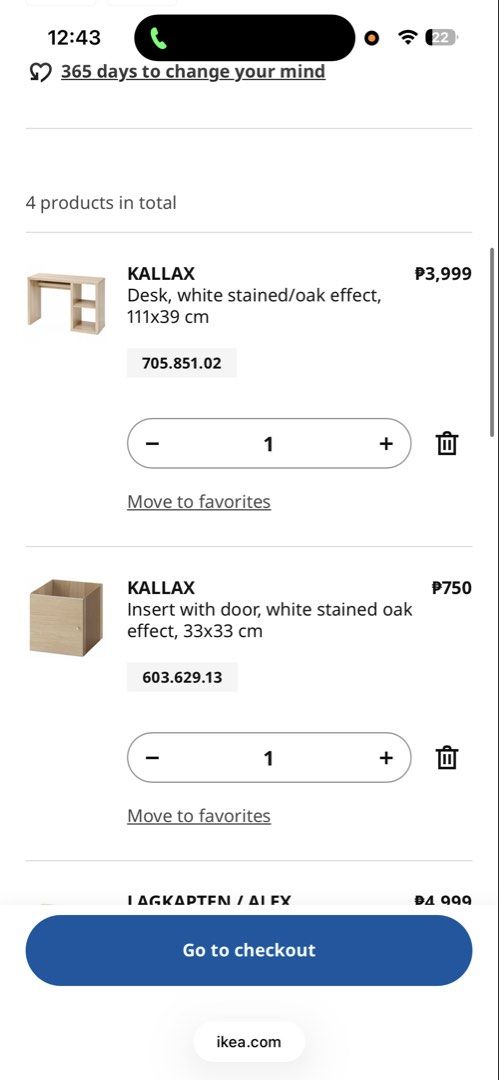 IKEA KALLAX Desk with Door Insert White Stained Oak Effect (Category: Office Furniture & Fixtures) located in Quezon City. Submitted by emmzkie (Listing ID 1465156460, Image 2). Description: Selling an IKEA KALLAX desk in white stained oak effect (111x39 cm) with a built-in shelf, side cubbies, and one cabinet door insert. Fully assembled and ready for pickup. Perfect for bedrooms or study rooms! Bought last August 2026 only. total Srp: 4749 RFS: