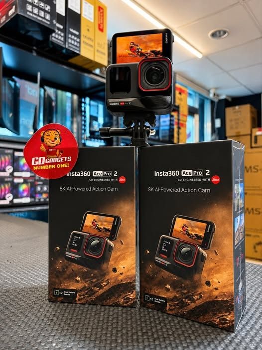 Insta360 Ace Pro 2 8K AI-Powered Action Cam (Category: Cameras) located in Caloocan City. Submitted by joseph_elmido (Listing ID 1465001120, Image 1). Description: - Brand new Insta360 Ace Pro 2 action camera box set - Includes Dual Battery Bundle inside - Stunning 8K recording powered by AI - Premium Leica co-engineered lens - Display unit shown on top for viewing; sealed retail boxes ready for pickup or shipping.