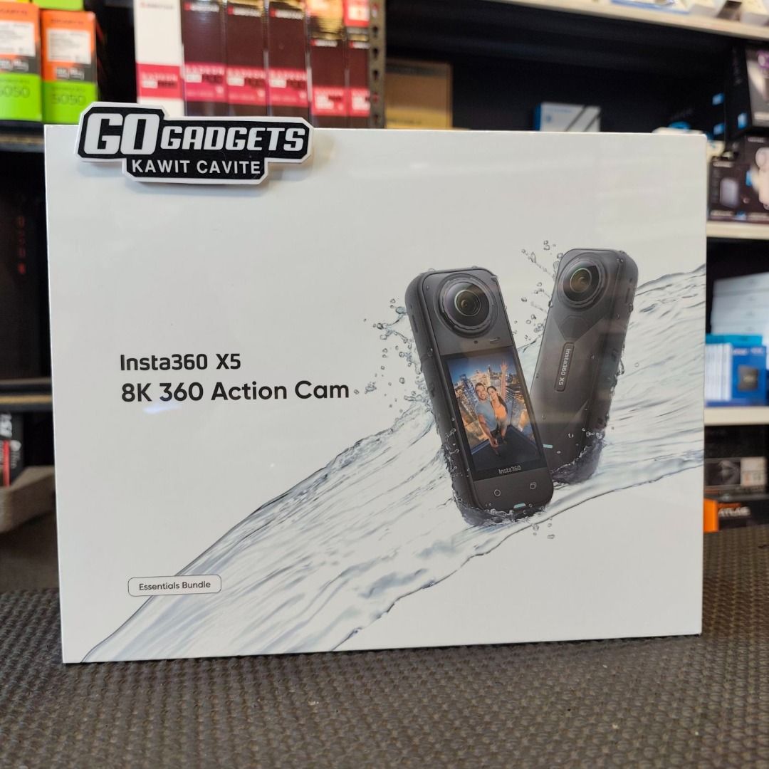 Insta360 X5 8K 360 Action Cam Essentials Bundle (Category: Video Cameras) located in Cavite. Submitted by jerickher83429 (Listing ID 1465048549, Image 1). Description: - Brand new, factory-sealed Insta360 X5 Essentials Bundle - Ultra-sharp 8K 360-degree video recording capabilities - Complete setup ideal for travel vlogging, sports, and outdoor adventures - 100% unopened packaging, ready for use - Trusted Carousell seller with fast transaction - 