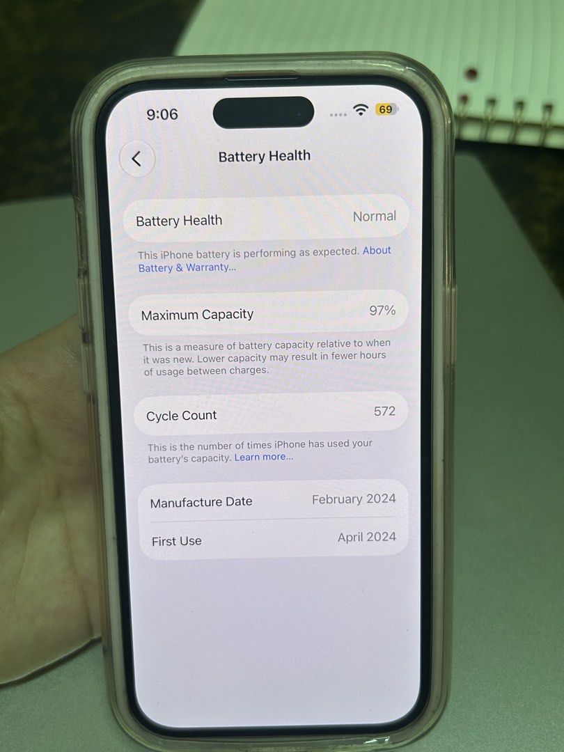 Iphone 15 Pink (Category: iPhone 15 Series) located in Makati City. Submitted by alinessa (Listing ID 1464974100, Image 3). Description: - as new - 128 gb - orig batt 97 battery health - barely use - no lowballers sure buyer only .