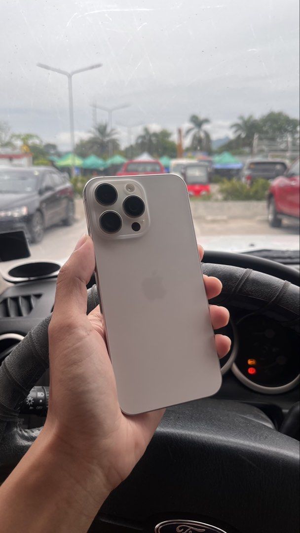 iPhone 15 Pro Max - 256GB (Category: iPhone 15 Series) located in Lipa City. Submitted by jcalaygo (Listing ID 1464998852, Image 1). Description: Iphone 15 Pro Max - 256gb White Titanium - ZP/A variant (NTC approved) - Openline (Any sim) - Never been repaired - Working all - Minimal scratches - 83% Battery health Inclusions: - Ugreen Cord - Case - Tempered Glass.