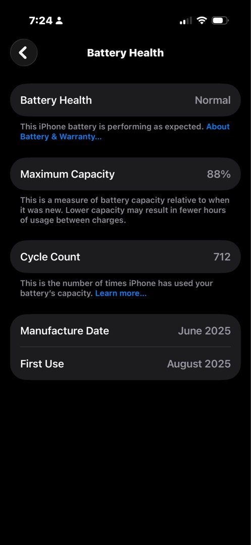 IPHONE 16 PRO (Category: iPhone 16 Series) located in Manila. Submitted by chaencl_ (Listing ID 1465027554, Image 3). Description: IPHONE 16 PRO RUSHH‼️ -128 gb -88% batt health -ZP/A varriant -no sim restrictions -lady owned -no issue, all working -kakatapos lg ng warranty july 31 2026 -no dents, no scratch makinis na makinis pa -with original box and orig cord rfs:need cash can meetup halfway 📍bulacan loc.