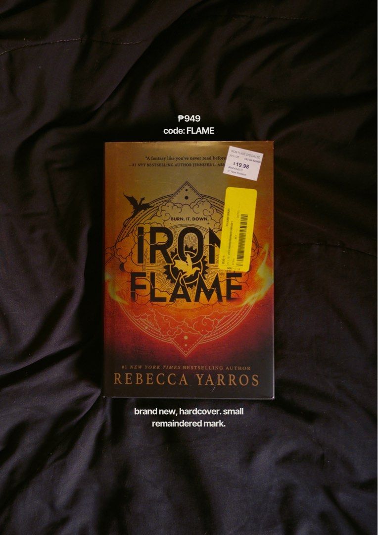 Iron Flame by Rebecca Yarros (Category: Storybooks) located in Pasay City. Submitted by noirshelfsociety (Listing ID 1465108018, Image 1). Description: brand new, stenciled edges. remaindered copy..