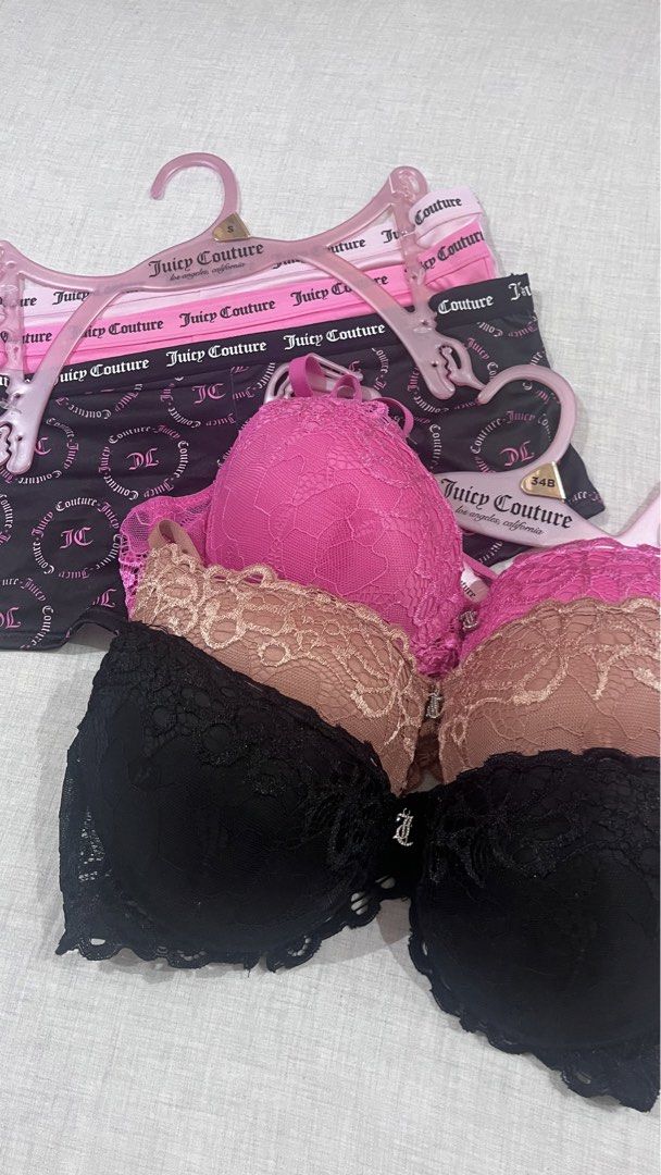 juicy couture Intimates push up 3 pack bra set 34B (Category: Undergarments & Loungewear) located in Manila. Submitted by femmelita (Listing ID 1465075725, Image 2). Description: ♔ juicy couture Intimates push up 3 pack bra set 34B ❤︎⁠ brand new w/tag ❤︎⁠ size: S-M ❤︎ selling for: ₱200 EACH ❤︎ take both for: ₱350 ❤︎ (brown and pink only available 2nd slide) ♔ based in pasig $$$ gcash only & no rush shipping.