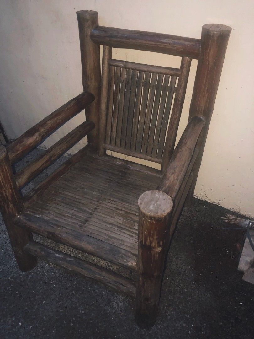 Kawayan set 2 chairs and 1 table (Category: Shelves, Cabinets & Racks) located in Paranaque City. Submitted by gracejimen21301 (Listing ID 1465019784, Image 1). Description: kayo na po bahala mag linis at mag barnis. rush sale. pick up every Sunday only.