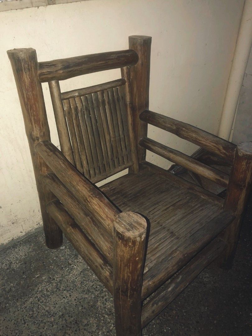 Kawayan set 2 chairs and 1 table (Category: Shelves, Cabinets & Racks) located in Paranaque City. Submitted by gracejimen21301 (Listing ID 1465019784, Image 2). Description: kayo na po bahala mag linis at mag barnis. rush sale. pick up every Sunday only.