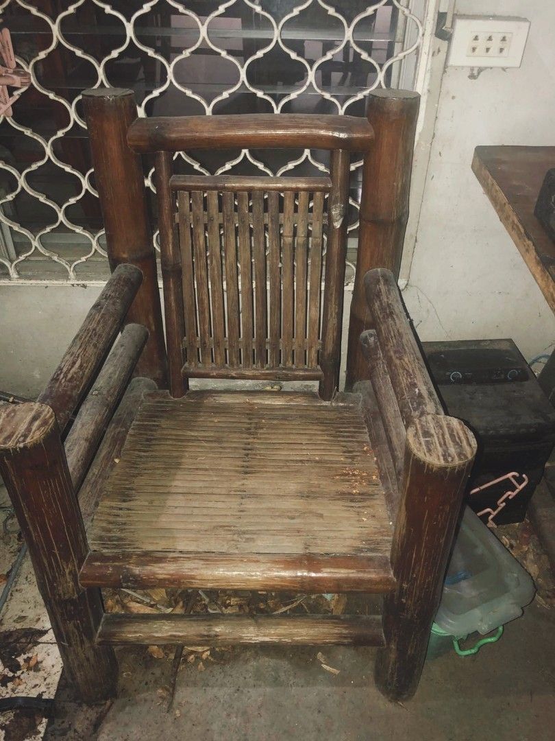 Kawayan set 2 chairs and 1 table (Category: Shelves, Cabinets & Racks) located in Paranaque City. Submitted by gracejimen21301 (Listing ID 1465019784, Image 3). Description: kayo na po bahala mag linis at mag barnis. rush sale. pick up every Sunday only.