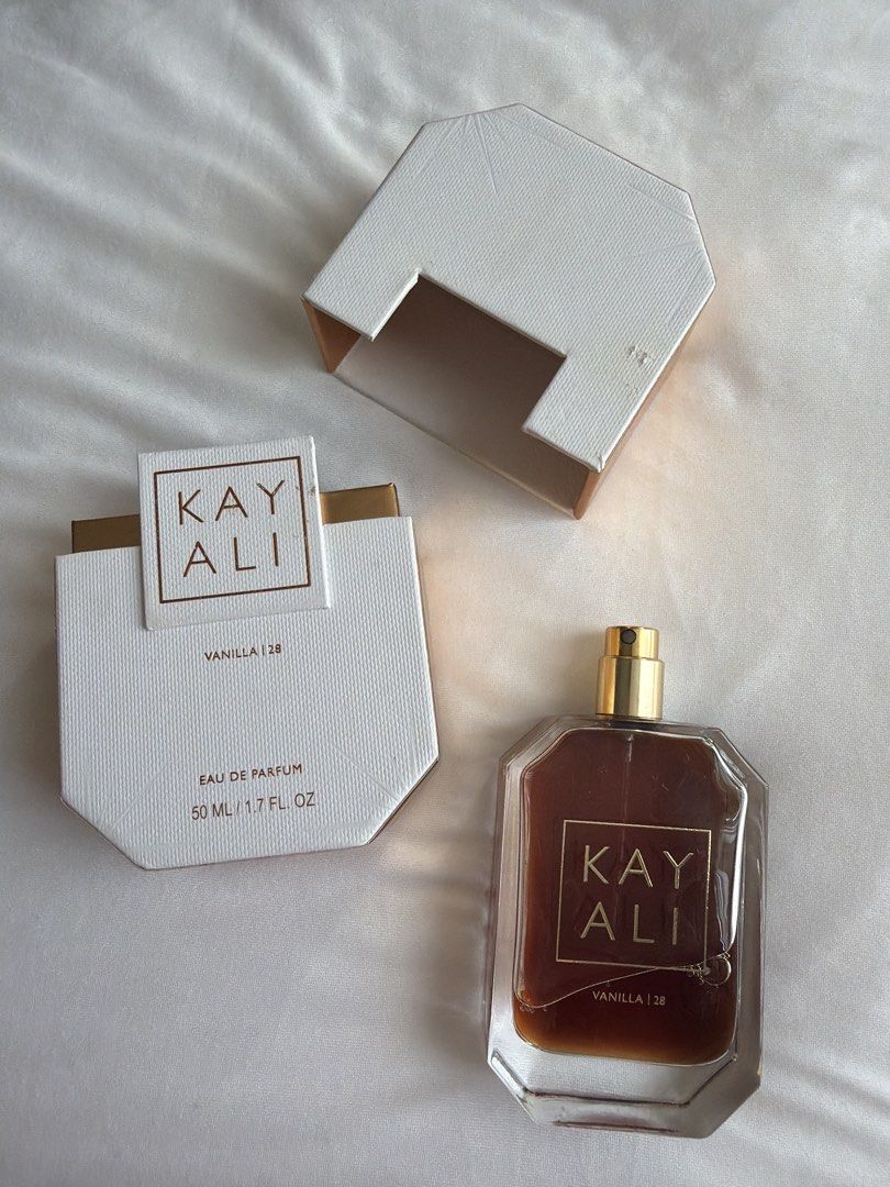 Kayali Vanilla 28 Eau De Parfum 50ml / authentic retails $175. (Category: Fragrance & Deodorants) located in Makati City. Submitted by cheapipie (Listing ID 1465026039, Image 2). Description: - Authentic Kayali Vanilla 28 Eau De Parfum (50ml bottle) or 1.7 FL oz retails for ₱11 k - Condition: sprayed for 8- times. - Includes original textured white and gold box - Fragrance profile: Warm and cozy scent with notes of vanilla orchid, tonka absolute,