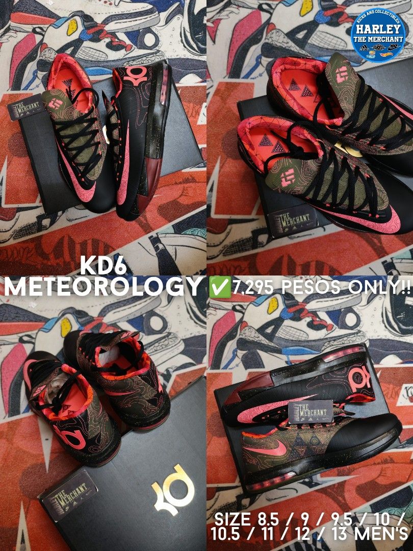 KD6 Meteorology (Category: Sneakers) located in Marikina City. Submitted by tm_harley (Listing ID 1465027239, Image 1). Description: 🚨KD6 "Meteorology" Size 8.5 / 9 / 9.5 / 10 / 10.5 / 11 / 12 / 13 Men's 💸7,295 pesos only!! Send a DM for inquiries 📩 FB: Harley Villa FB Page: The Merchant - Kicks and Collectibles 📌Marikina City Location.
