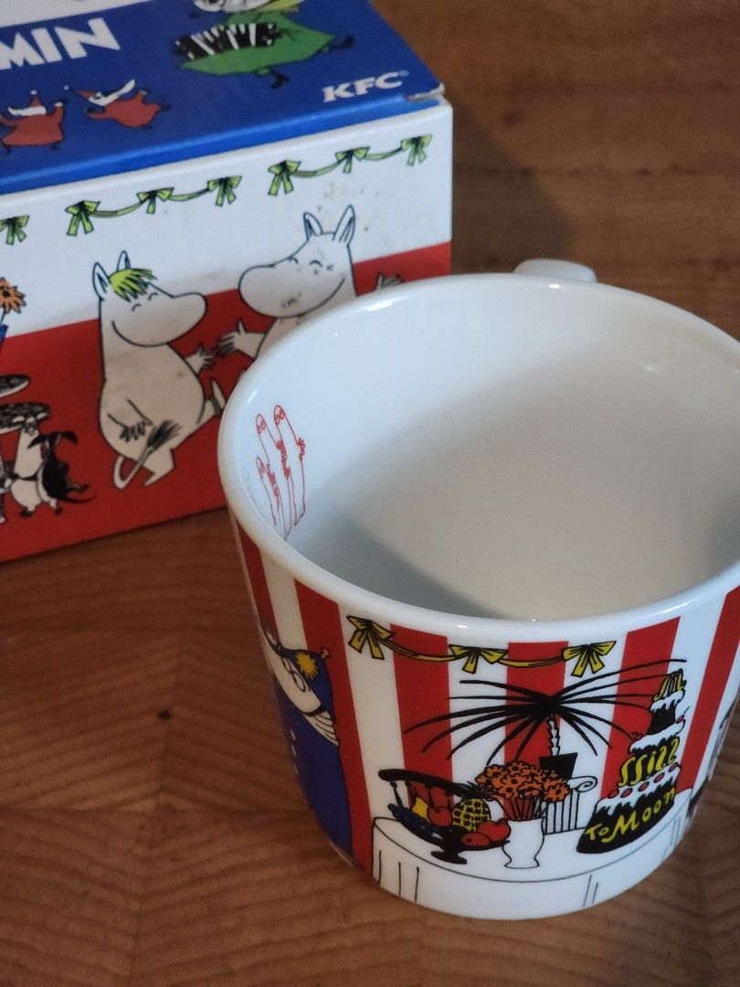 KFC x Moomin Mug Limited Edition (Category: Character Goods) located in Binan City. Submitted by dottienook (Listing ID 1465132162, Image 3). Description: KFC x Moomin Mug (Red Stripe Edition). Limited Edition 2014; with box. sf at buyers expense.