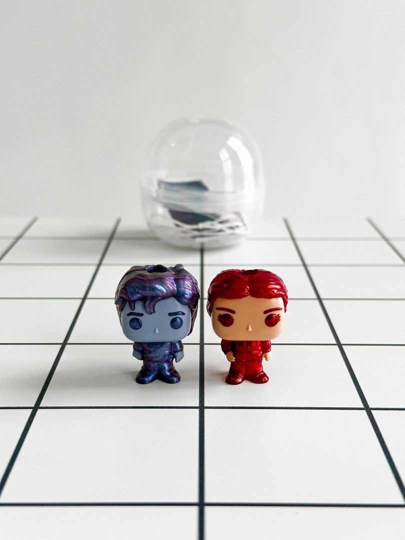 Kinder Joy Stranger Things Funko Miniature Figures Set (Category: Designer & Blind Box Toys) located in Makati City. Submitted by larkvain (Listing ID 1464978938, Image 1). Description: - Set of 2 Funko miniature figures - Features 1 metallic blue/purple galaxy figure and 1 shiny red metallic figure - Placed in capsule - Perfect addition to any Funko or pop culture collection.