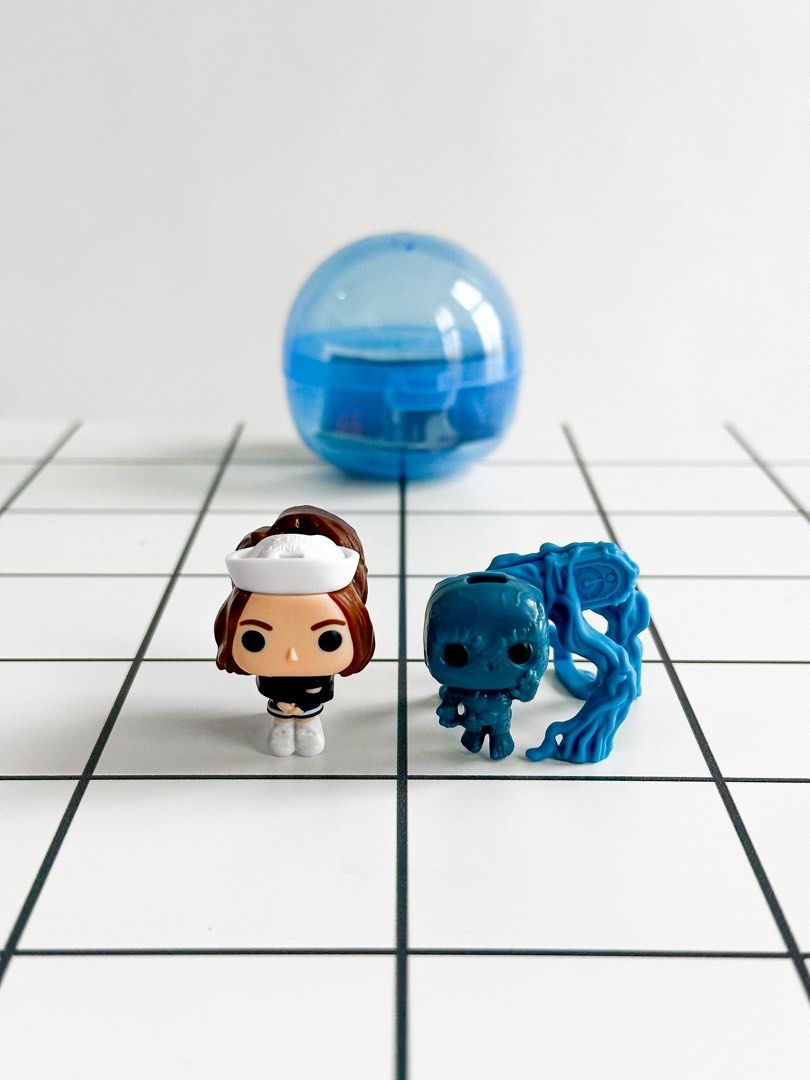 Kinder Joy Stranger Things Funko Miniature Figures Set (Category: Designer & Blind Box Toys) located in Makati City. Submitted by larkvain (Listing ID 1464979832, Image 1). Description: Set of 2 Funko miniature figures - Features 1 metallic blue/purple galaxy figure and 1 shiny red metallic figure - Placed in capsule - Perfect addition to any Funko or pop culture collection .