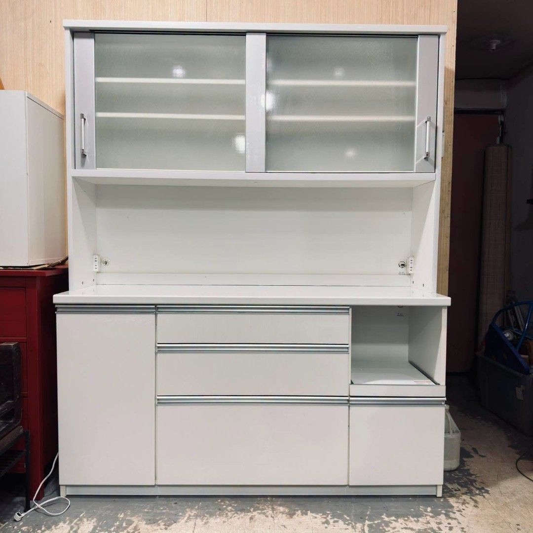 Kitchen Cupboard Hutch Office Storage Cabinet (Category: Shelves, Cabinets & Racks) located in Quezon City. Submitted by dannikkishoppe2 (Listing ID 1464976813, Image 3). Description: Kitchen Cupboard Hutch Office Storage Cabinet ‼️₱14000‼️ This cabinet is a functional and aesthetic addition for both home and professional spaces, including clinics. ✔️ With built-in outlet for microwave, rice cooker, or other appliances Please manage your expectat