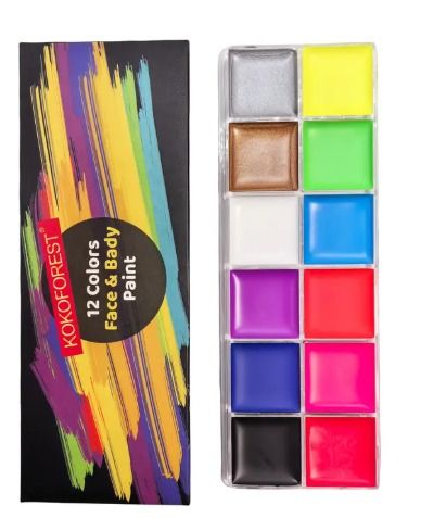 KOKOFOREST 12 Colors Face & Body Paint (Category: Makeup) located in Manila. Submitted by memorylanestore (Listing ID 1464992272, Image 1). Description: PROFESSIONAL PAINTING PALETTE: Our Paints are packaged in a 12-color case to provide makeup artists with the colors they need for any type of artistic makeup or special effects coloring. All the colors are excellent full coverage with flawless, highly pigment and waterproof, sweat-proof, durable 