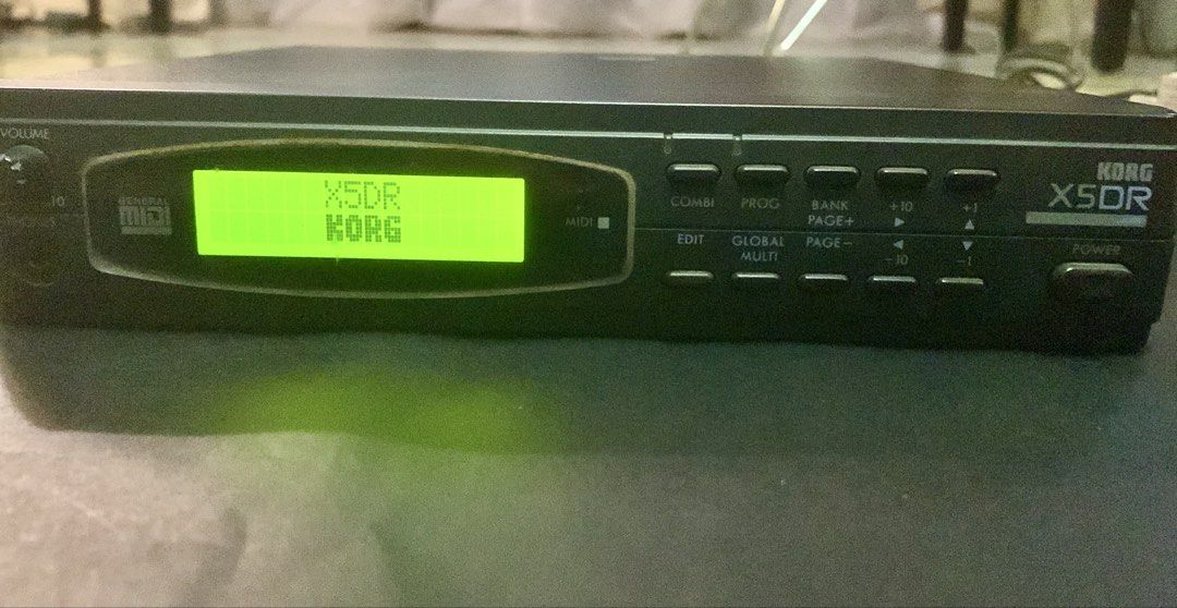 Korg X5DR AI2 Synthesis Module (Category: Musical Instruments) located in Quezon City. Submitted by geeceet (Listing ID 1465026819, Image 2). Description: Vintage 1995 Korg X5DR sound module. I am the FIRST OWNER of this unit. It has been used actively in a home studio environment but has been well-maintained. [CONDITION & PERFORMANCE] • Condition: Well Used — Standard minor surface scratches, blemishes, like a faint short tape mark. • The digita