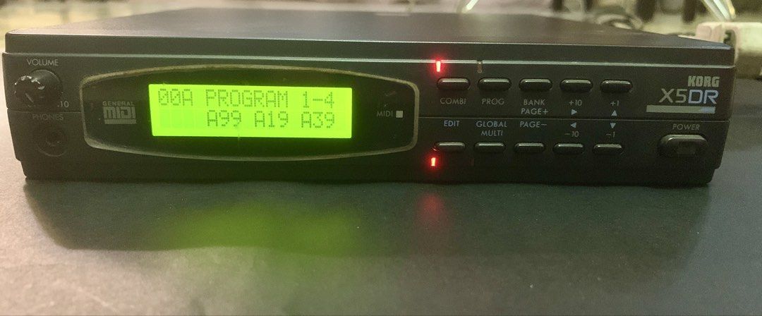 Korg X5DR AI2 Synthesis Module (Category: Musical Instruments) located in Quezon City. Submitted by geeceet (Listing ID 1465026819, Image 1). Description: Vintage 1995 Korg X5DR sound module. I am the FIRST OWNER of this unit. It has been used actively in a home studio environment but has been well-maintained. [CONDITION & PERFORMANCE] • Condition: Well Used — Standard minor surface scratches, blemishes, like a faint short tape mark. • The digita